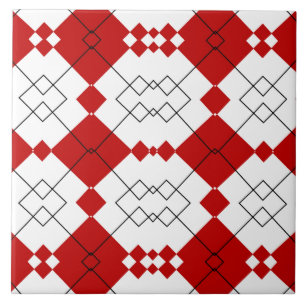 Carreau Motif en treillis diamant rouge en gras