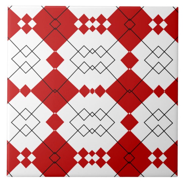 Carreau Motif en treillis diamant rouge en gras (Devant)