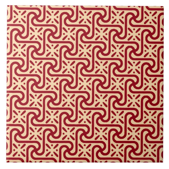 Carreau Motif en tuiles égyptiennes, marron et pêche (Devant)