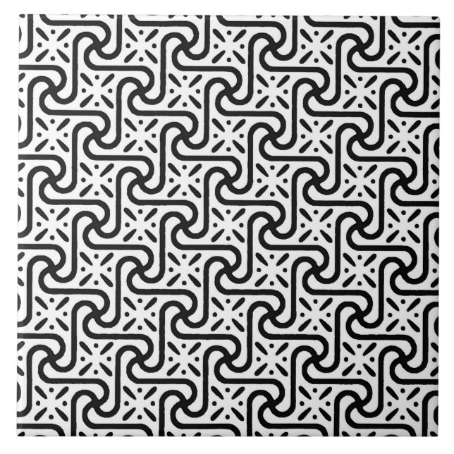 Carreau Motif en tuiles égyptiennes, noir et blanc (Devant)