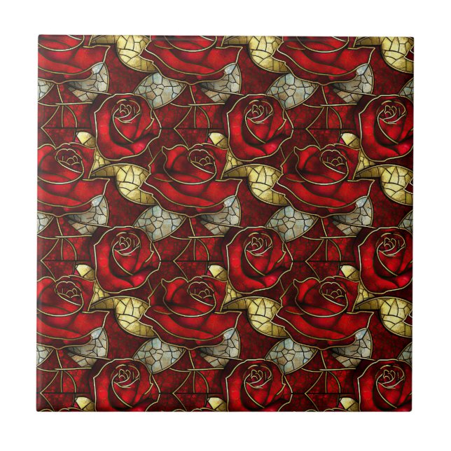 Carreau Motif en verre rose rouge (Devant)