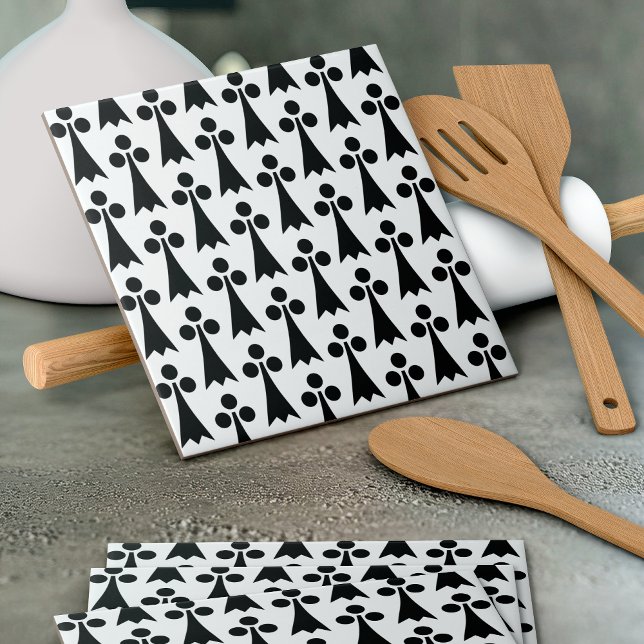 Carreau Motif Ermine, Motif médiéval, noir sur blanc (Créateur téléchargé)