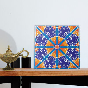 Carreau Motif Espagnol Bleu Et Orange Méditerranéen
