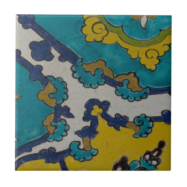 Carreau motif espagnol sur une petite tuile (Devant)