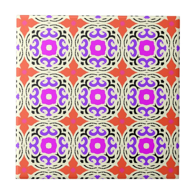 Carreau Motif ethnique avec motifs marocains (Devant)