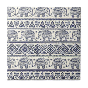 Carreau Motif ethnique de la tribu Aztec des éléphants