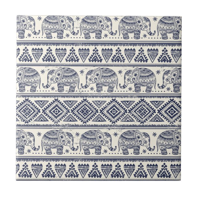 Carreau Motif ethnique de la tribu Aztec des éléphants (Devant)