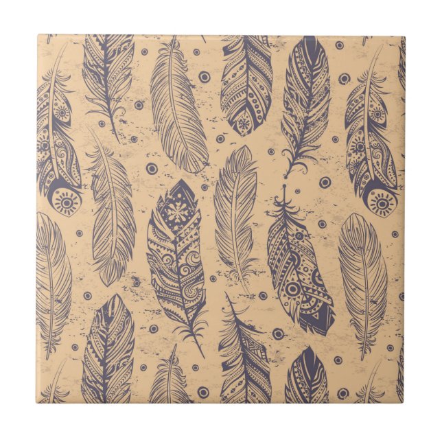 Carreau Motif ethnique d'ensemble de plume (Devant)