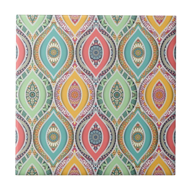 Carreau motif ethnique marocain de mandala (Devant)