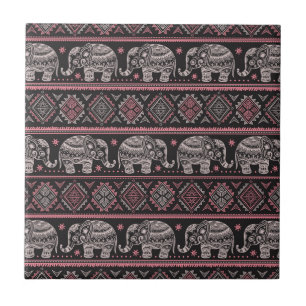 Carreau Motif ethnique noir d'éléphant