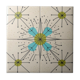 Carreau Motif étoile atomique moderne du milieu du siècle