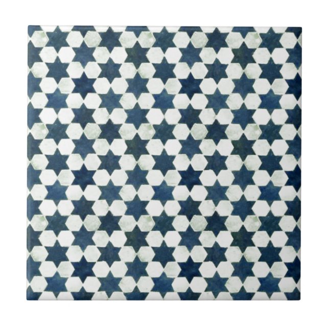 Carreau Motif étoile bleu marocain (Devant)