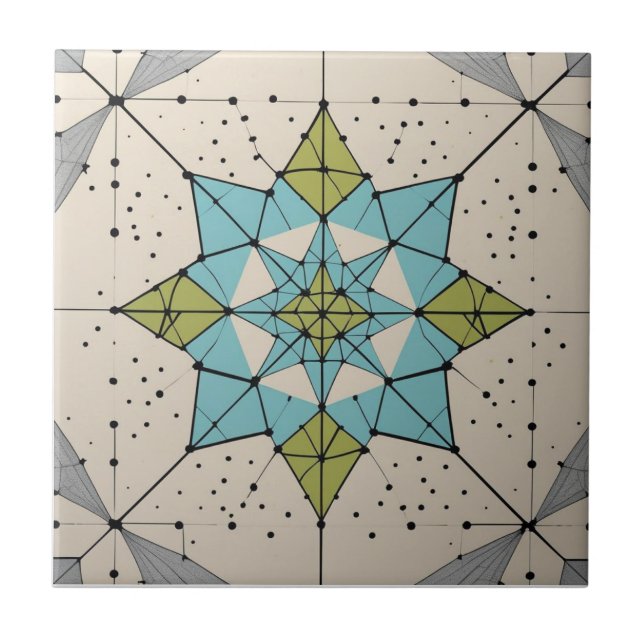 Carreau Motif étoile éclatée moderne du milieu du siècle (Devant)