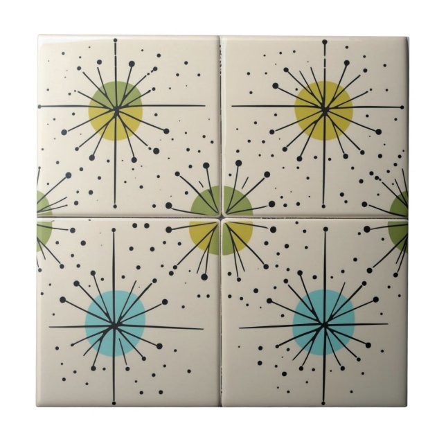 Carreau Motif étoile éclatée moderne du milieu du siècle (Devant)