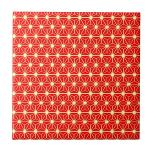 Carreau motif étoile rouge avec ligne jaune