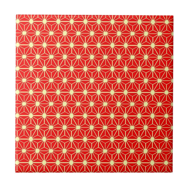 Carreau motif étoile rouge avec ligne jaune (Devant)