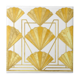 Carreau Motif éventail Art déco doré