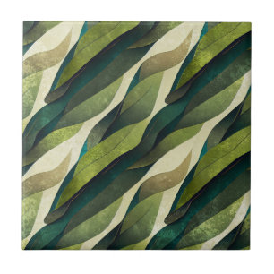 Carreau Motif éventail Art Déco vert terreux (2)