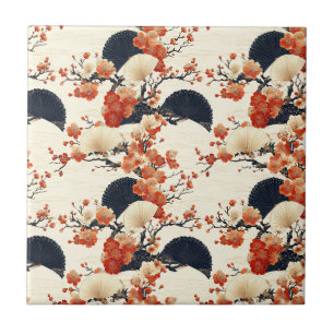 Carreau Motif éventail de fleurs de cerisier japonais (6)