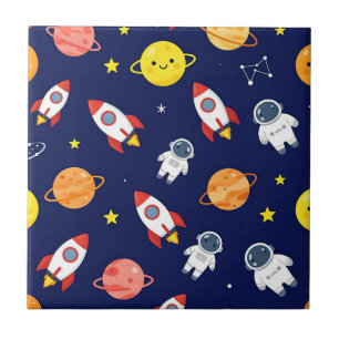 Carreau Motif Explorateur Spatial Mignon pour Enfants
