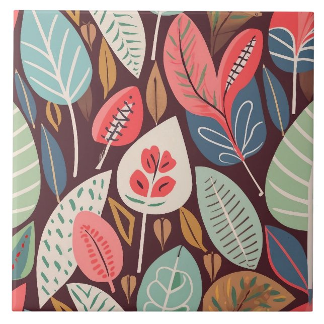 Carreau Motif Feuille Abstrait (Devant)