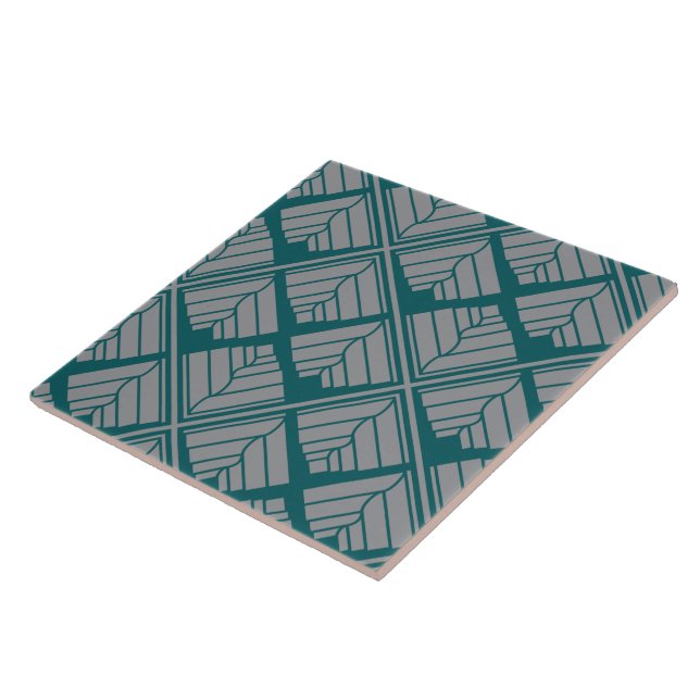 Carreau Motif feuille carré Turquoise neutre (Côté)