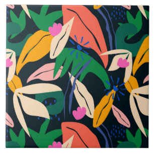 Carreau Motif feuille coloré, dynamique