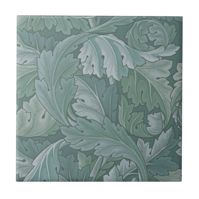 Carreau Motif feuille d'acanthe bleu sarcelle de William M (Devant)