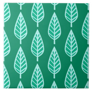 Carreau Motif feuille de hêtre, turquoise et aqua