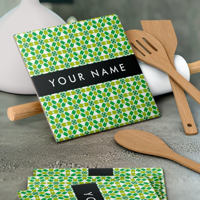 Carreau Motif feuille, Feuilles verts, votre nom (Créateur téléchargé)