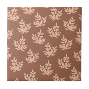 Carreau Motif feuille ligne Vintage Feuille Brown