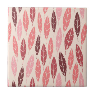Carreau Motif feuille rose et rouge mou