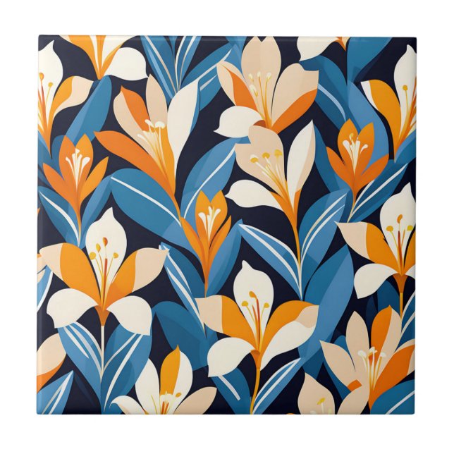 Carreau Motif Fleur de Freesia géométrique moderne (Devant)