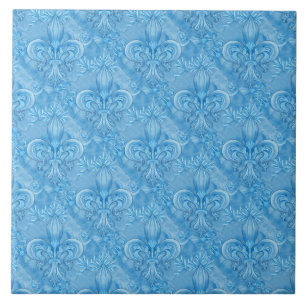 Carreau motif Fleur-de-lis - bleu ciel doux