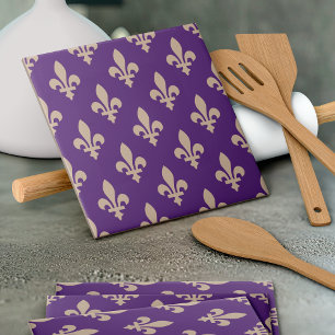 Carreau Motif Fleur de Lis, Crème Royale Française sur Vio