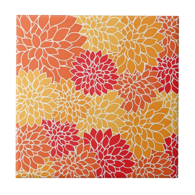 Carreau Motif Fleur Orange (Devant)