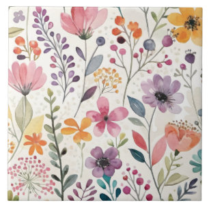 Carreau Motif fleur sauvage floral Whimsical