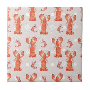 Carreau Motif flocon de neige aquarelle crustacé homard