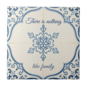 Carreau Motif flocon de neige bleu et blanc nom personnali