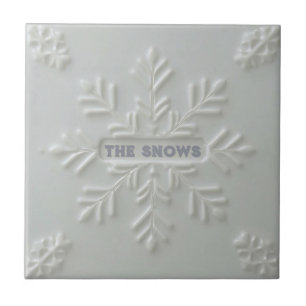 Carreau Motif flocon de neige bleu et blanc nom personnali
