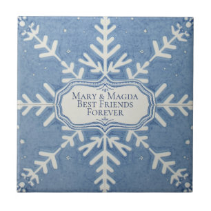 Carreau Motif flocon de neige bleu et blanc pour les fêtes