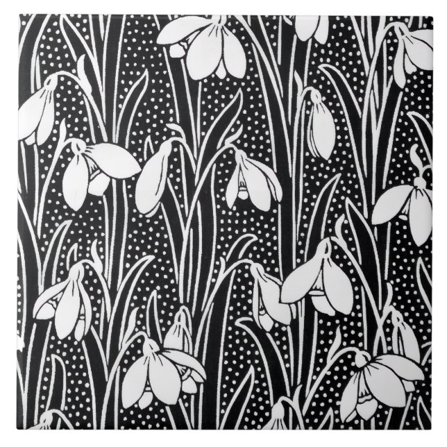 Carreau Motif flocon de neige noir et blanc (Devant)