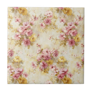 Carreau Motif floral à l'aquarelle vintage
