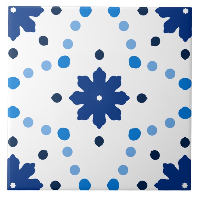 Carreau Motif floral à pois bleu et blanc (Devant)