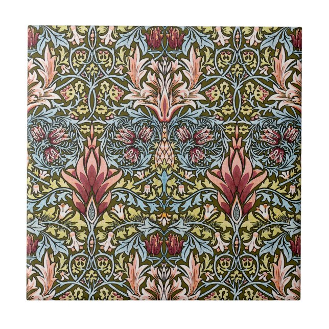 Carreau Motif floral à tête de serpent de William Morris (Devant)