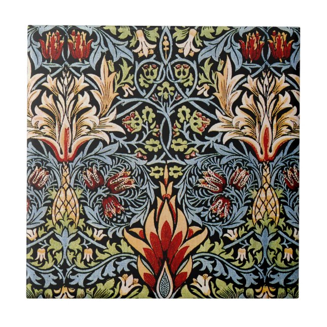 Carreau Motif floral à tête de serpent de William Morris (Devant)