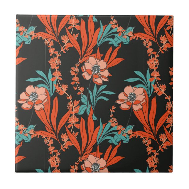 Carreau Motif floral abstrait d'orange (Devant)