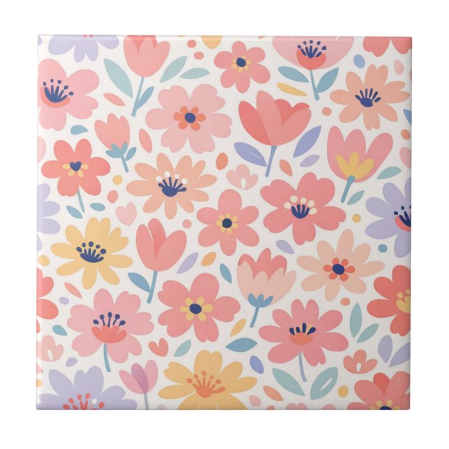 Carreau Motif floral abstrait moderne (Devant)