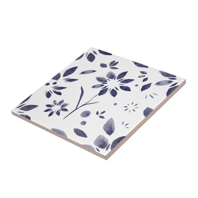 Carreau Motif floral aquarelle bleue (Côté)