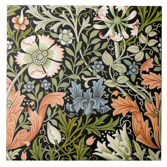Carreau Motif floral Art Nouveau de William Morris Compton (Devant)